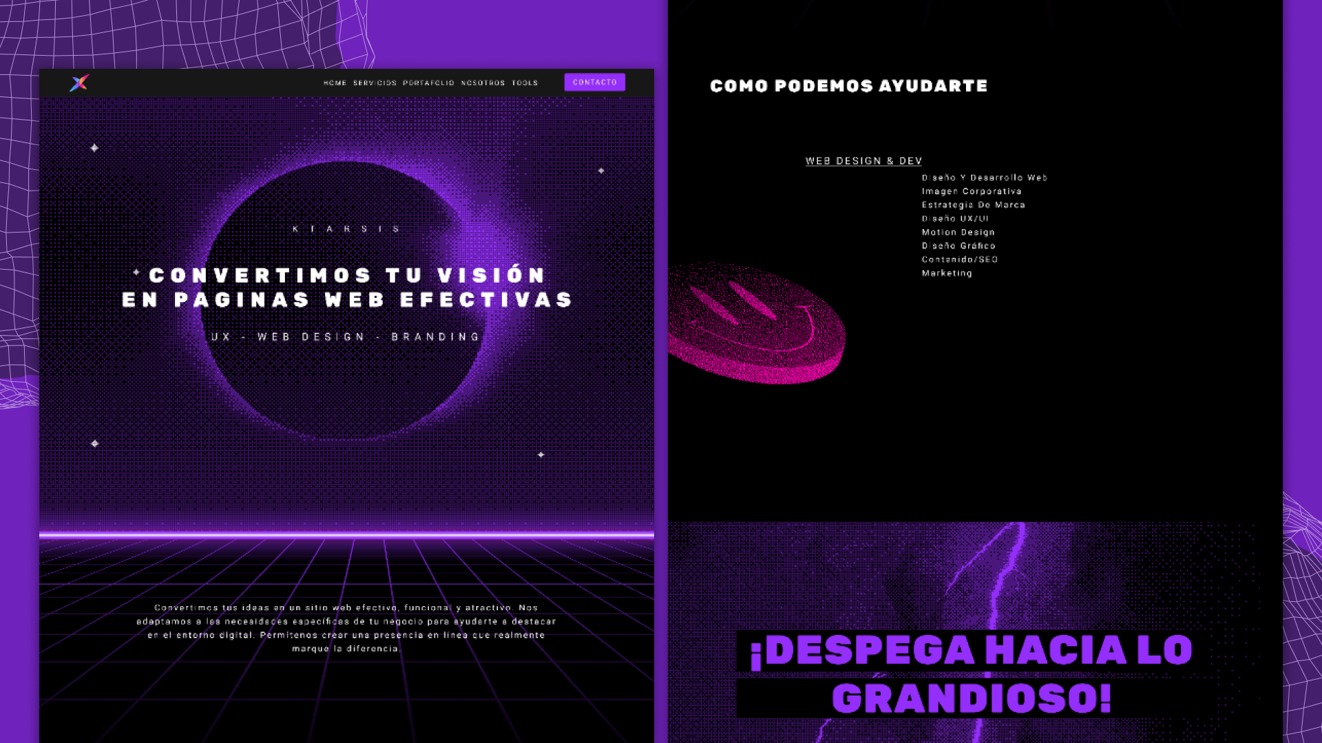 Hero visual del sitio web Ktarsis Studio